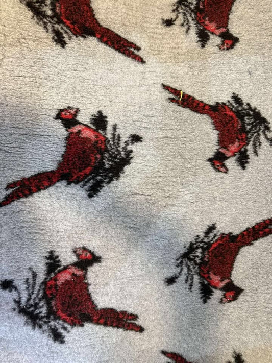 pheasant on grey Vet Bedding 1mt x 1.5 Mtr